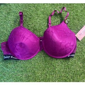 Juicy Couture Purple Lace Plunge‎ T-Shirt Bra 40D NWT Sexy